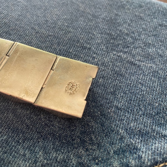 Vintage Handmade Mexico Taxco .925 Silver 9 Panel Hinged Cutout Bracelet Cuff - Picture 12 of 16